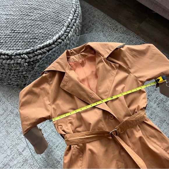 Vintage 70s Single Breasted Trench Brown modest Cotagecore Coat Sz S - Picture 10 of 13